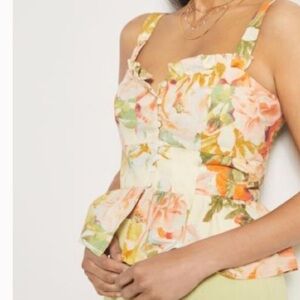 Anthropologie Maeve Floral Ruffle Tank Sz Sm